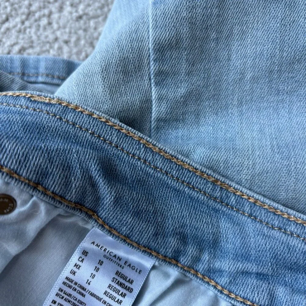 American Eagle - denim mini skirt - high rise a-line, super stretch, size 10 - Picture 3 of 6